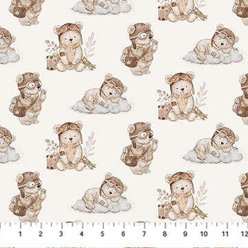 Soaring Dreams, cream with scattered bears