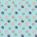 Cozy Forest, flannel, scattered owls on sky blue
