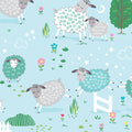 Sweet Little Lamb, lambs on sky blue
