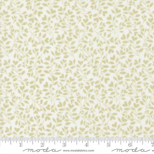 Abide, linen white with light green floral