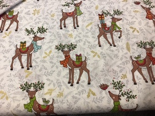 Christmas - deers on grey/holly print