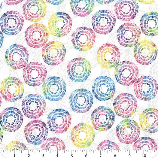 Wide backing - Essentials, Circle Burst 108" wide, rainbow