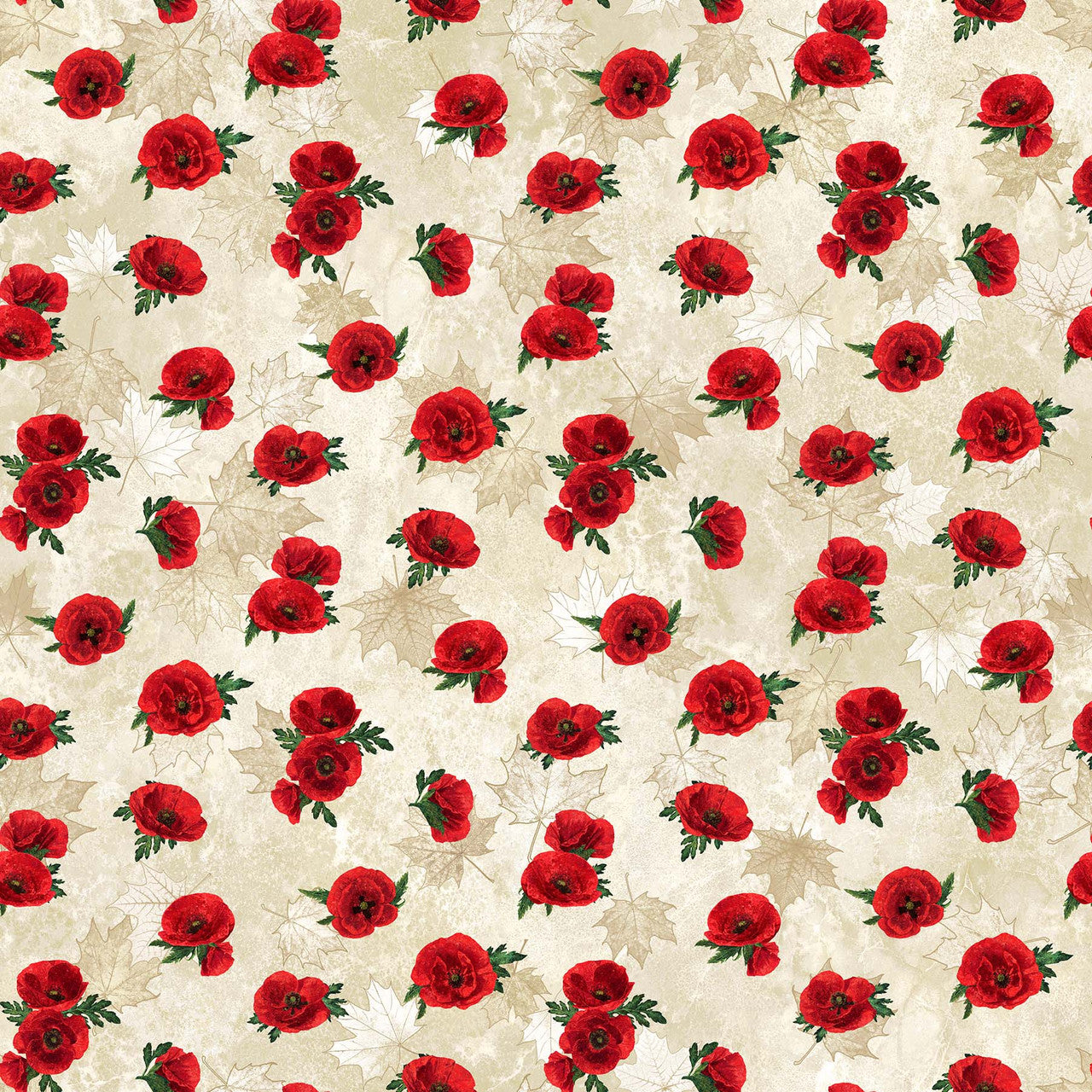 Oh Canada 11, poppies scattered on cream