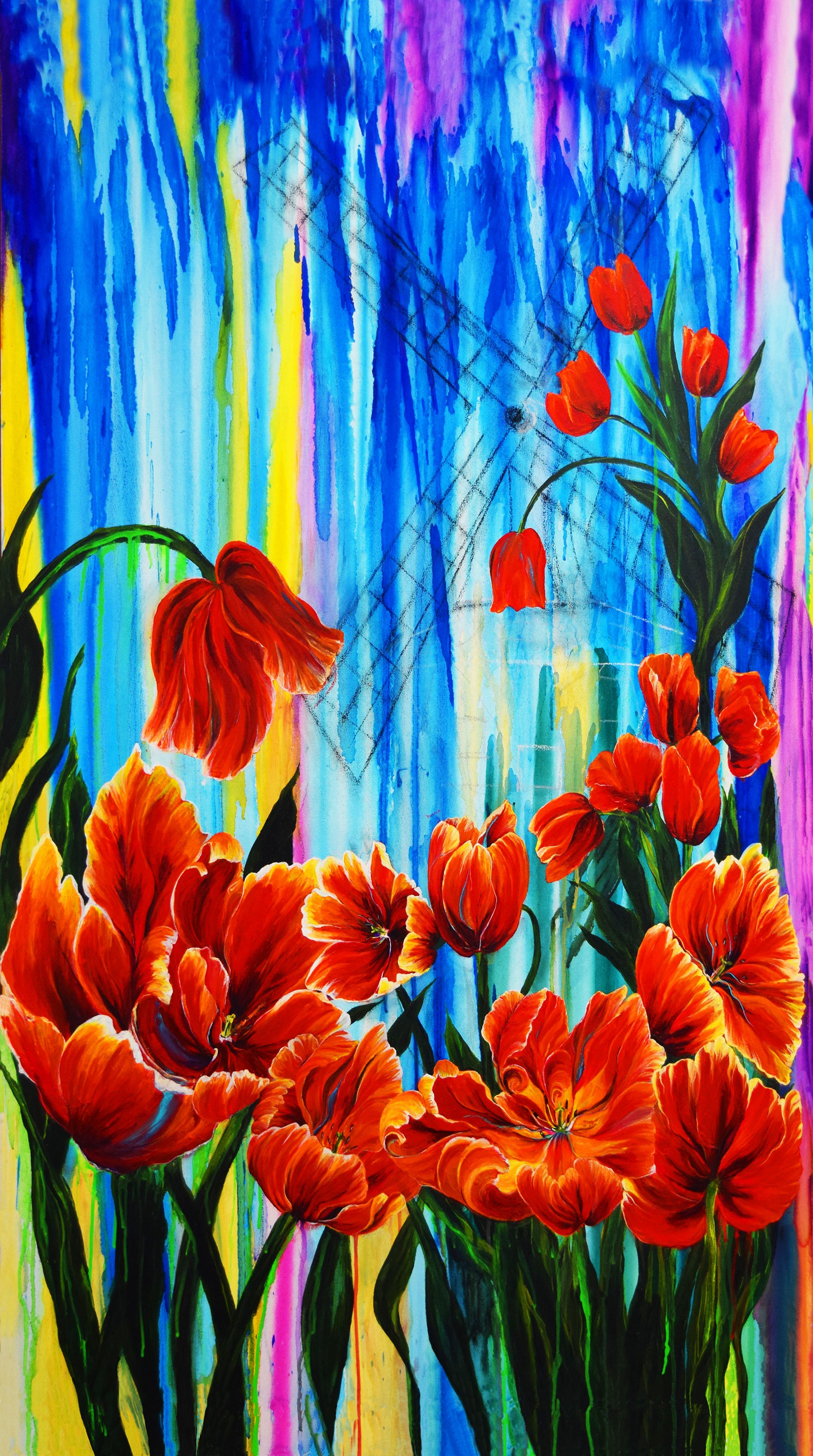 Tulip Festival, midnight blue panel