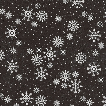 Snowy Gnomies, snowflakes on black