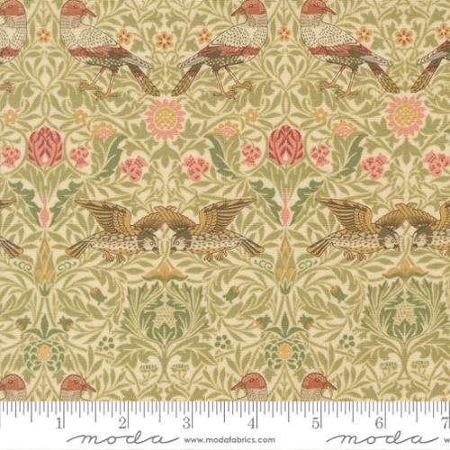 Morris Muse, parchment, small floral with birds
