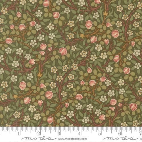 Morris Muse, sage, green/brown small floral