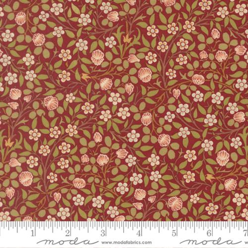 Morris Muse, russet, red/green small floral
