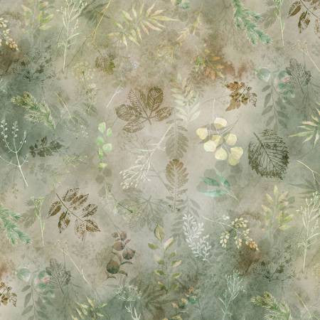 Tree Line, Hoffman spectrum print, moss leaves