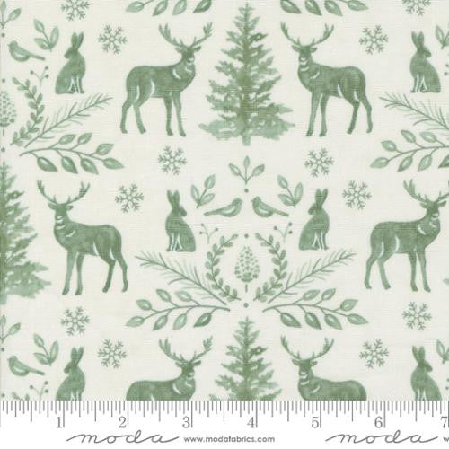 Woodland Winter - snowy white deers