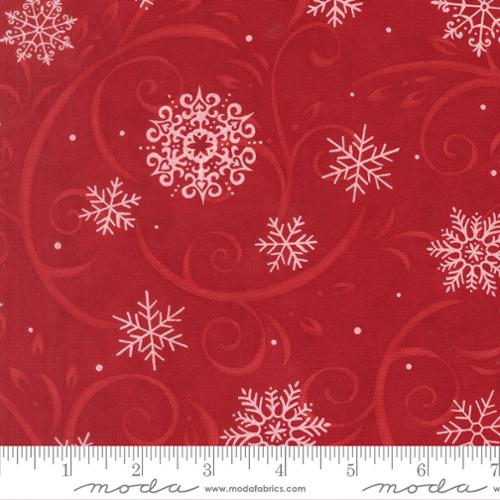 When Snow Falls, berry red swirls