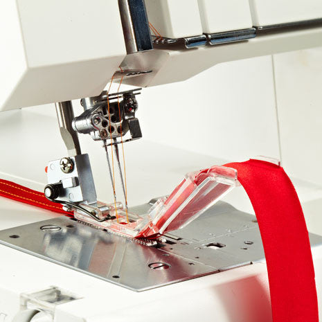 Strap and belt loop overlock foot