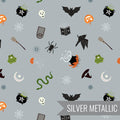 Cast A Spell, spooky halloween on grey, silver metallic