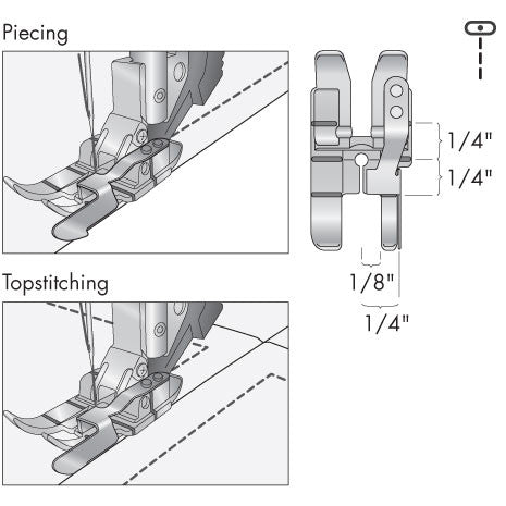 1/4" right guide quilting foot with IDT