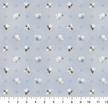 Honey Bloom - flying bees on grey