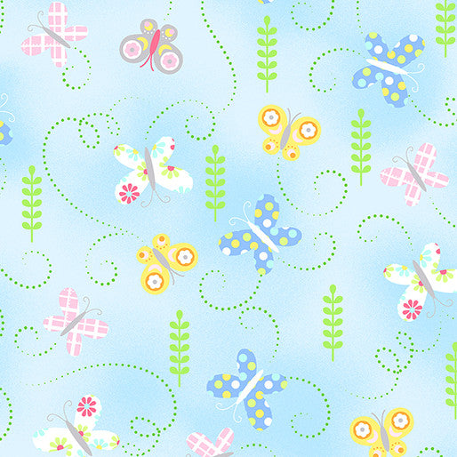 Hippity Hoppity-butterflies sky blue
