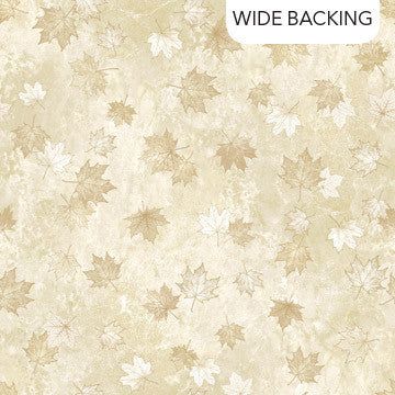 Oh Canada 10th Anniversary - wide backing 108", large maples leaves, tone on tone, cream