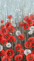 Poppy Meadow, charcoal multi, poppy panel