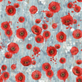 Poppy Meadow, blue multi with scattered poppies