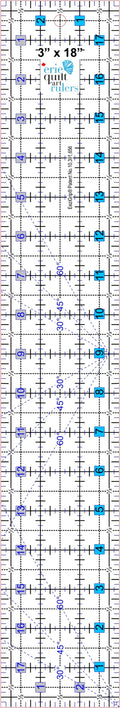 Non-slip ruler, Erie Quilt Art, 3" x 18"