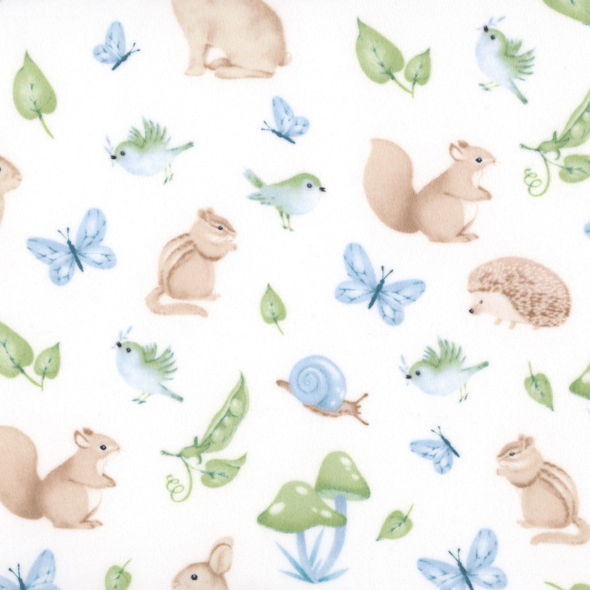 Peas in a Pod, flannel, blue, animals