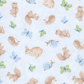 Peas in a Pod, flannel, animal toss on blue