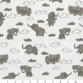 Lucky Day, flannel, elephants grey