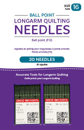 HQ-Ballpoint longarm Needles, 20 needles/pkg, 16FG Ballpoint