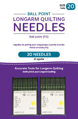HQ-Ballpoint longarm Needles, 20 needles/pkg, 20FG Ballpoint