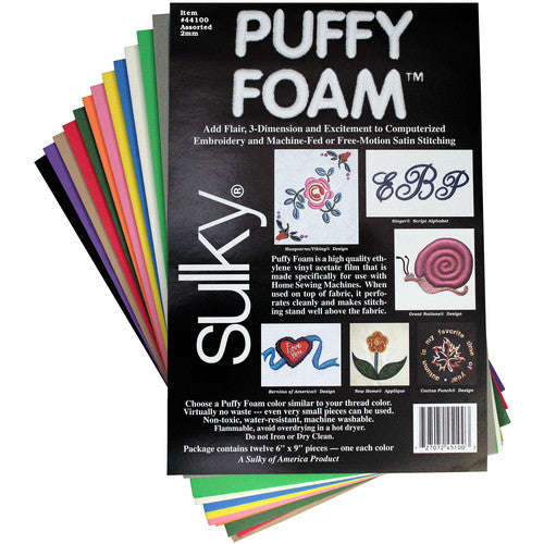 SULKY Puffy Foam, assorted colours, 12 pcs, 6" x 9"