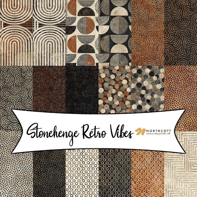 Stonehenge Retro Vibes, layer cake, 10" squares x 40 fabrics