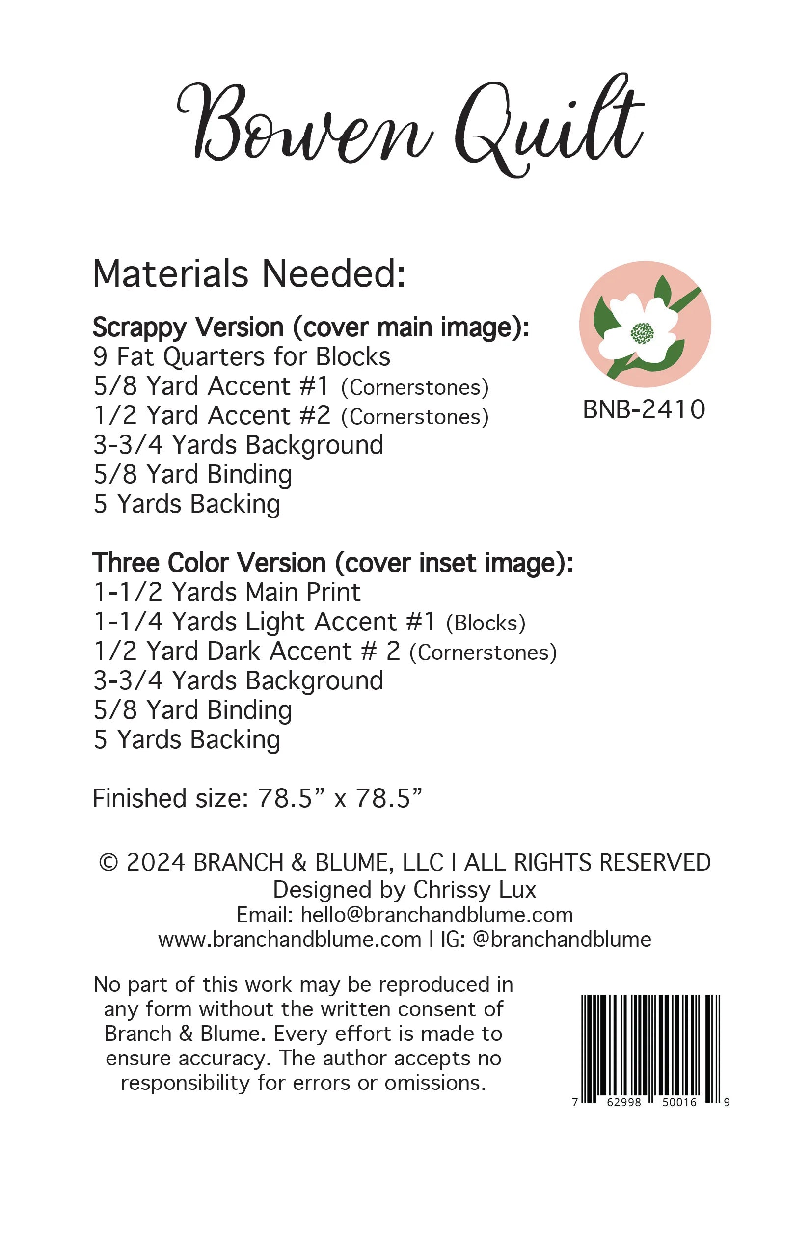 Bowen pattern by Branch and Blume