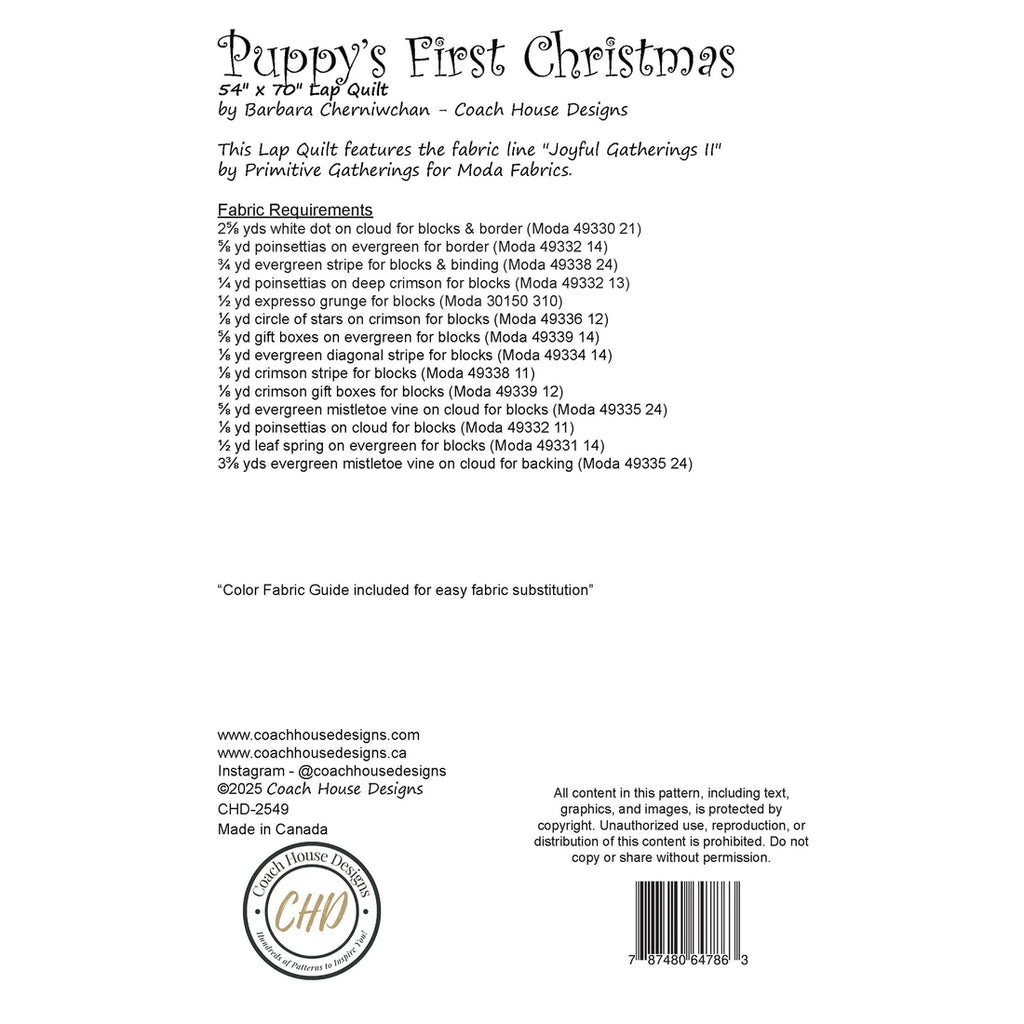 Puppy's First Christmas, pattern