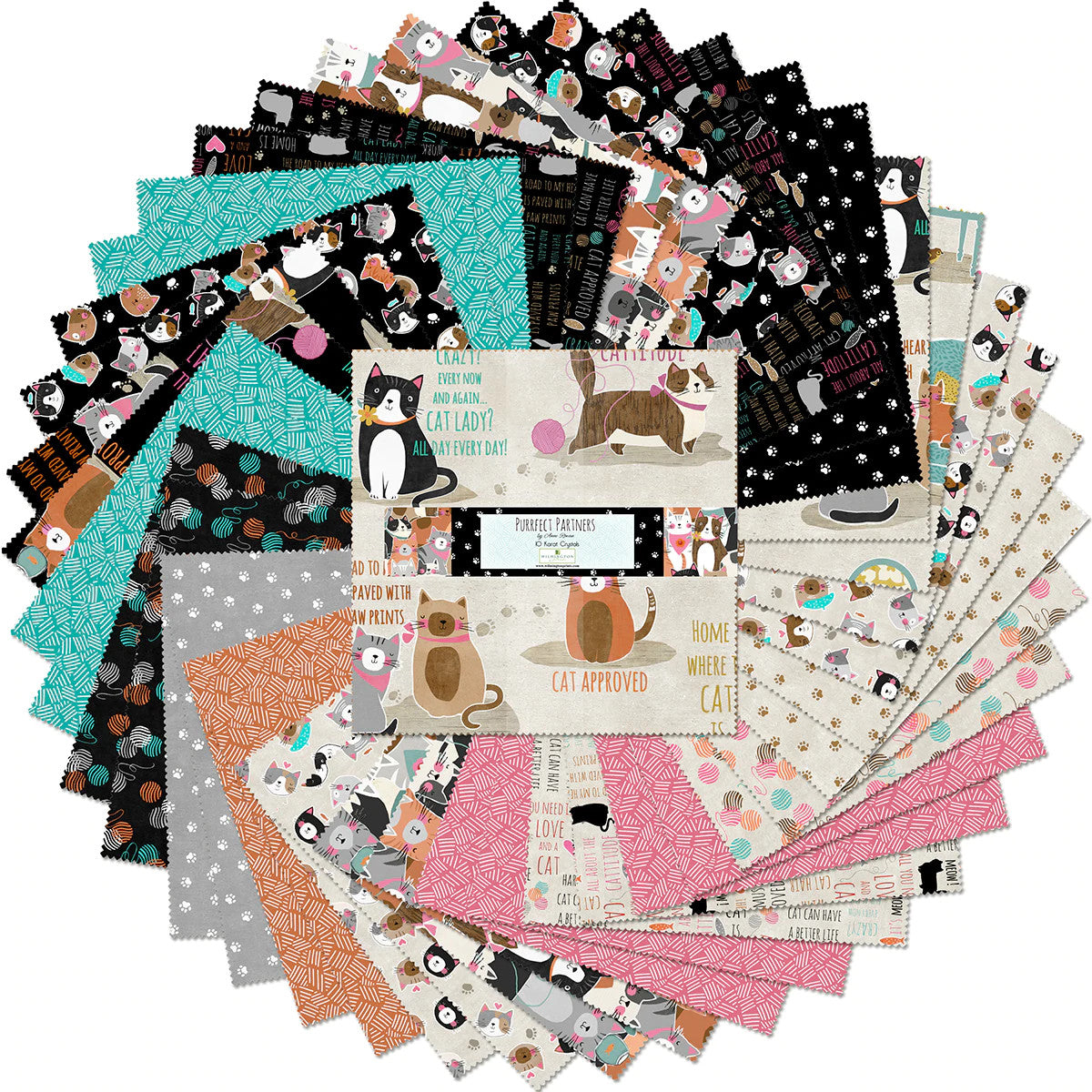 Purrfect Partners, 10" squares x 42 pieces, layer cake
