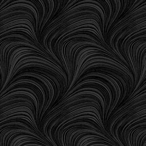 Wave texture, black swirls, 108" wide