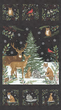 Woodland Winter - charcoal black background, 24" x 45" panel